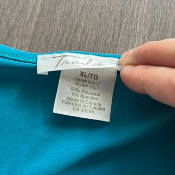 Tradition Blue V Neck Blouse with Bracelet Length Sleeves - Picture 4 of 9